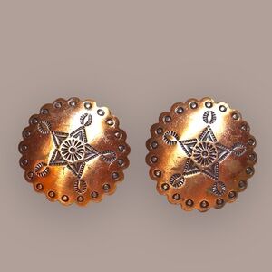 Vintage Copper Southwestern Concho screwback Earrings
